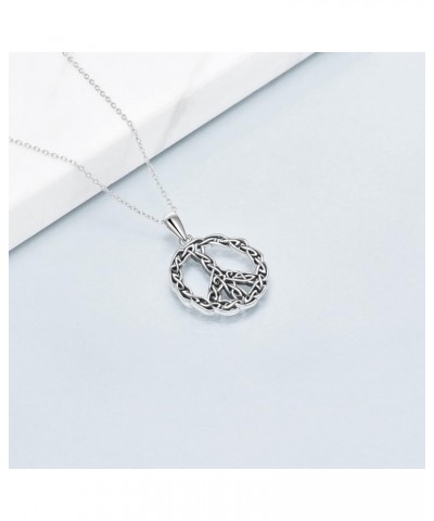 Peace Sign Pendant Necklace Celtic Knot 925 Sterling Silver Peace Symbol Jewelry Gifts for Women Men A-Peace Symbol $21.44 Ne...