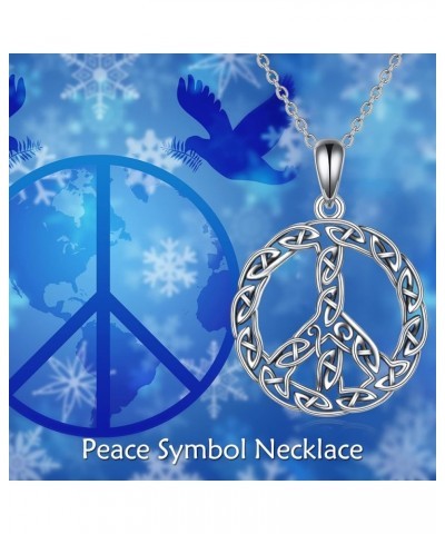 Peace Sign Pendant Necklace Celtic Knot 925 Sterling Silver Peace Symbol Jewelry Gifts for Women Men A-Peace Symbol $21.44 Ne...