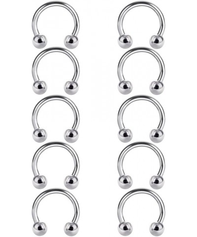 10pcs 14G 16G Stainless Steel Horseshoe Hoop Rings Ear Eyebrow Nose Septum Piercing 6-14mm 10pcs ball 14G*8*3 $8.11 Body Jewelry