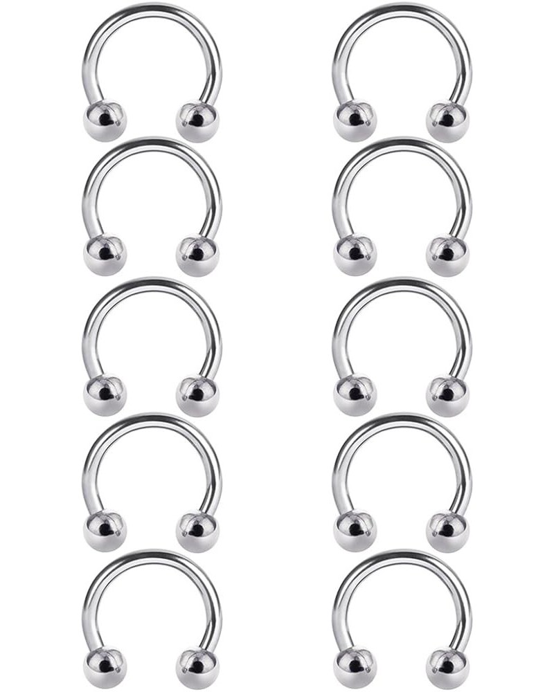 10pcs 14G 16G Stainless Steel Horseshoe Hoop Rings Ear Eyebrow Nose Septum Piercing 6-14mm 10pcs ball 14G*8*3 $8.11 Body Jewelry