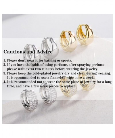 Gold Hoop Earrings 18K Plated Silver Small Hoop Earrings for Women Mens Chunky Hypoallergenic Cartilage Huggie Earrings silve...