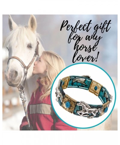 Horse Bracelet Tri-Tone with Patina - Western Horse Stretch Bracelet $16.51 Bracelets