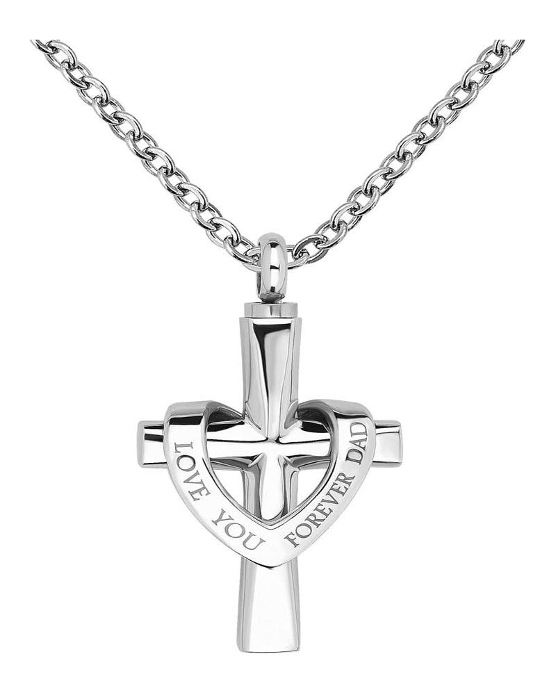 Cross Urn Necklace for Ashes I Love You Forever Mom/Dad Stainless Steel Keepsake Memorial Cremation Jewelry Dad $10.61 Necklaces