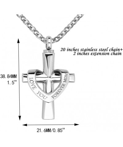 Cross Urn Necklace for Ashes I Love You Forever Mom/Dad Stainless Steel Keepsake Memorial Cremation Jewelry Dad $10.61 Necklaces