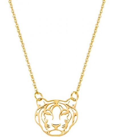 Cute Hollow Africa Lions Tiger Face Outline Animal Pendant Necklace for Women and Girl Jewelry Gift (Gold Tiger) $7.43 Necklaces