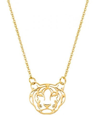 Cute Hollow Africa Lions Tiger Face Outline Animal Pendant Necklace for Women and Girl Jewelry Gift (Gold Tiger) $7.43 Necklaces