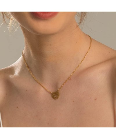 Cute Hollow Africa Lions Tiger Face Outline Animal Pendant Necklace for Women and Girl Jewelry Gift (Gold Tiger) $7.43 Necklaces