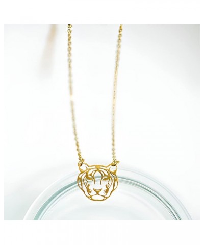 Cute Hollow Africa Lions Tiger Face Outline Animal Pendant Necklace for Women and Girl Jewelry Gift (Gold Tiger) $7.43 Necklaces