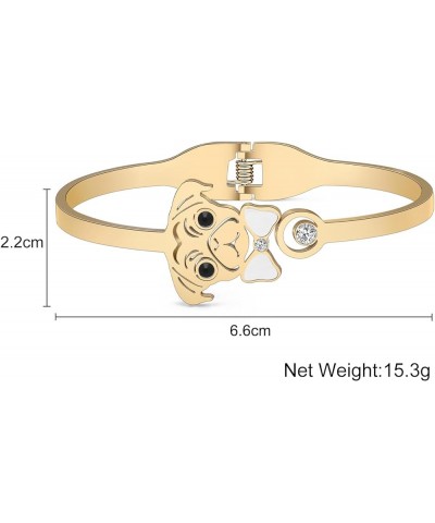 Stainless Steel 18K Gold Dog Bangle Cuff Bracelet for Women Girls Dainty Crystal Doggy Pets Jewelry Gifts for Dog Lovers Gold...