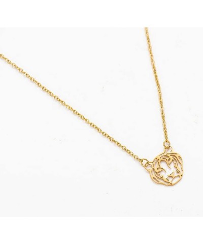 Cute Hollow Africa Lions Tiger Face Outline Animal Pendant Necklace for Women and Girl Jewelry Gift (Gold Tiger) $7.43 Necklaces