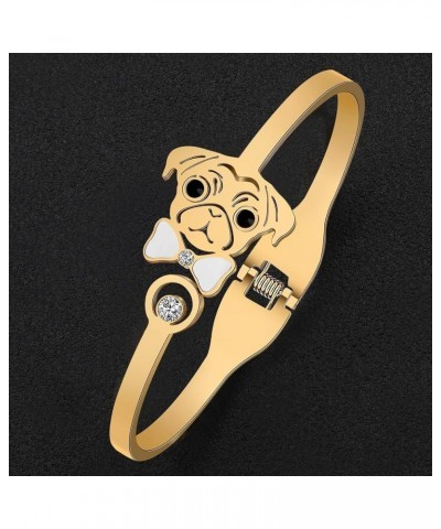 Stainless Steel 18K Gold Dog Bangle Cuff Bracelet for Women Girls Dainty Crystal Doggy Pets Jewelry Gifts for Dog Lovers Gold...