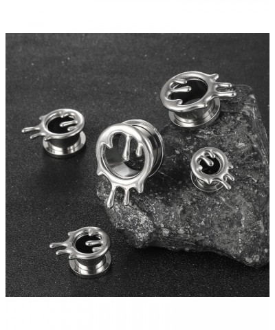 2PCS Flowing Like Water Halloween Ear Tunnels Plugs 316 Stainless Steel Ear Gauges Weight Saddle Plugs Hypoallergenic expande...