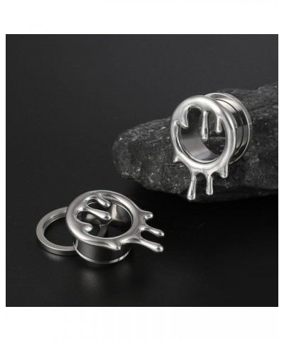 2PCS Flowing Like Water Halloween Ear Tunnels Plugs 316 Stainless Steel Ear Gauges Weight Saddle Plugs Hypoallergenic expande...