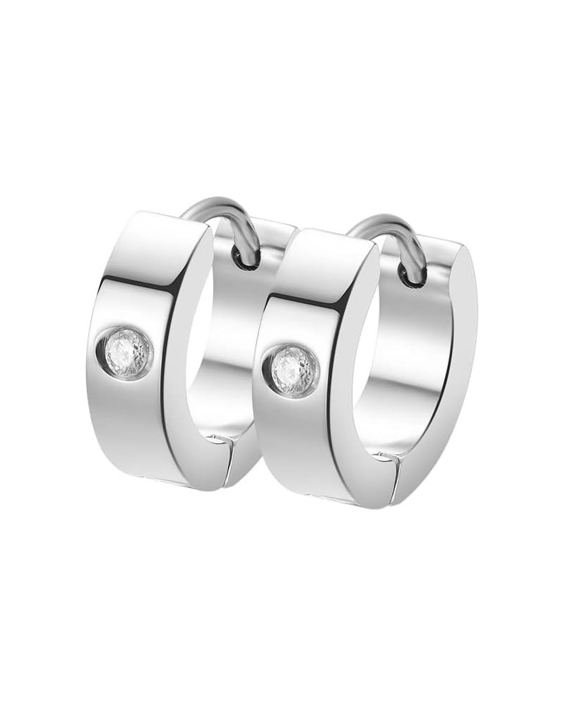 Small Huggie Hoop Earrings for Women Silver Cubic Zirconia $8.54 Earrings