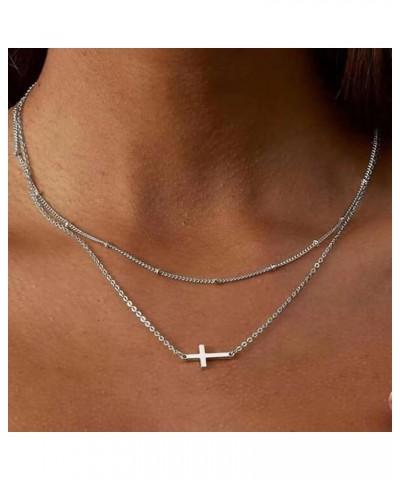 Layered Cross Necklace for Women Cross Pedant Chain Choker Necklace Cute Faith Cross Necklace Minimalist Trendy Jewelry Gifts...