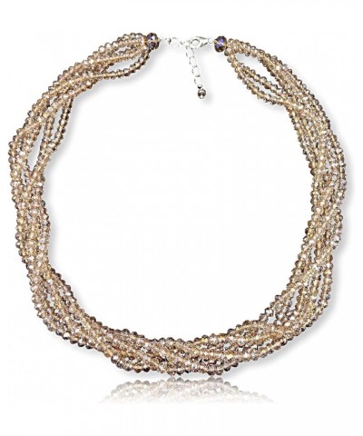 Multi-Strand Layered Bib Collar Statement Beaded Crystal Necklace. Champagne $12.08 Necklaces