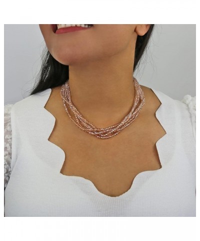 Multi-Strand Layered Bib Collar Statement Beaded Crystal Necklace. Champagne $12.08 Necklaces