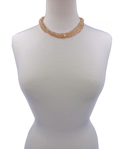 Multi-Strand Layered Bib Collar Statement Beaded Crystal Necklace. Champagne $12.08 Necklaces