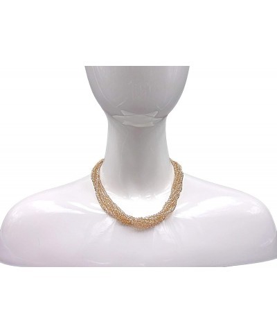 Multi-Strand Layered Bib Collar Statement Beaded Crystal Necklace. Champagne $12.08 Necklaces