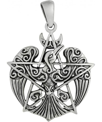 Sterling Silver Crescent Raven Pentacle Pendant $27.99 Pendants