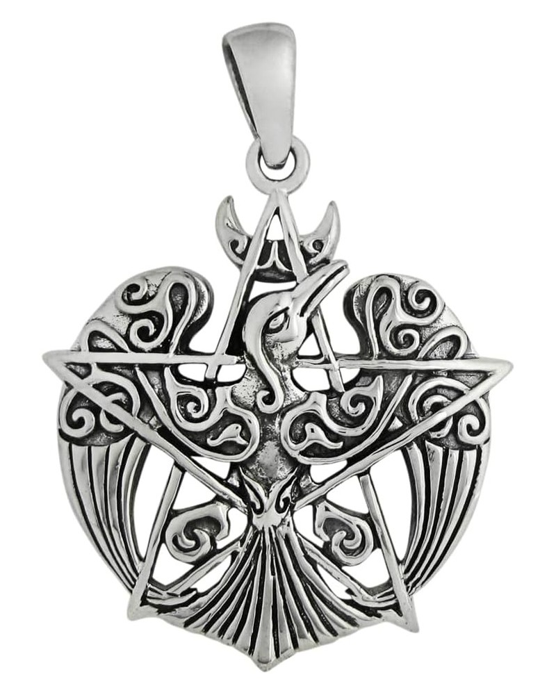 Sterling Silver Crescent Raven Pentacle Pendant $27.99 Pendants