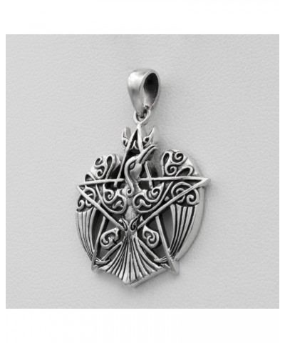 Sterling Silver Crescent Raven Pentacle Pendant $27.99 Pendants