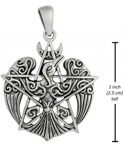 Sterling Silver Crescent Raven Pentacle Pendant $27.99 Pendants