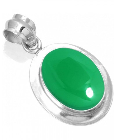 925 Sterling Silver Handmade Pendant for Women 12x16 Oval Gemstone Statement Jewelry for Gift (99534_P) Green Onyx $22.49 Pen...