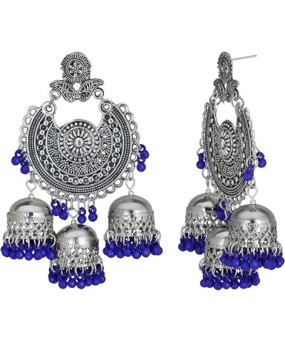 Indian Ethnic Partywear Traditional Oxidized SIlver Beaded Navratri Jhumka Jhumki Earrings with Maang Tikka Combo for Women a...