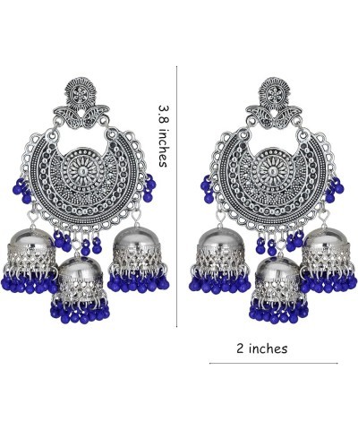 Indian Ethnic Partywear Traditional Oxidized SIlver Beaded Navratri Jhumka Jhumki Earrings with Maang Tikka Combo for Women a...