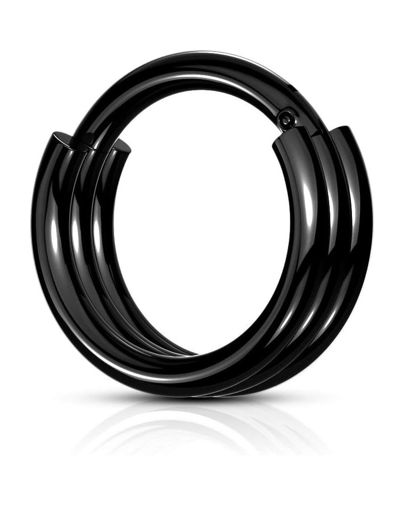 16GA 316L Stainless Steel Triple Layered Hoops Hinged Segment Ring 10mm (3/8") Diameter Black $8.88 Body Jewelry