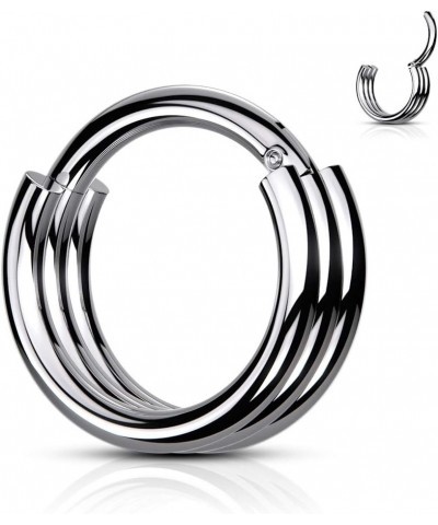 16GA 316L Stainless Steel Triple Layered Hoops Hinged Segment Ring 10mm (3/8") Diameter Black $8.88 Body Jewelry