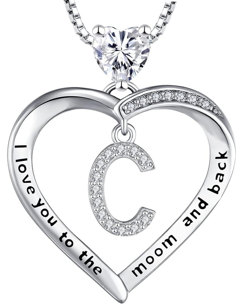 Initial Heart Necklace 925 Sterling Silver Love Cubic Zirconia Letter Pendant A-Z Alphabet Necklace for Women Letter-C $33.79...