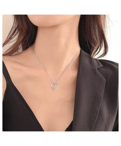 Initial Heart Necklace 925 Sterling Silver Love Cubic Zirconia Letter Pendant A-Z Alphabet Necklace for Women Letter-C $33.79...