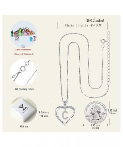 Initial Heart Necklace 925 Sterling Silver Love Cubic Zirconia Letter Pendant A-Z Alphabet Necklace for Women Letter-C $33.79...