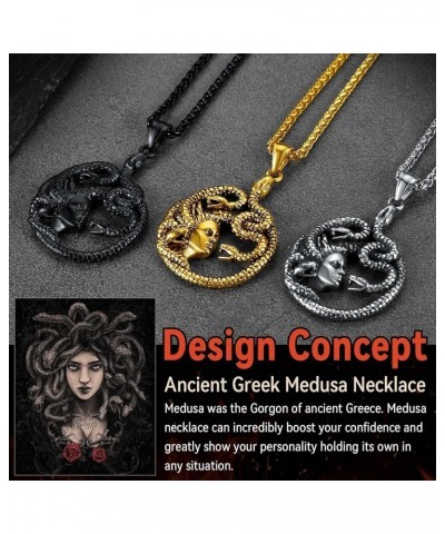 Medusa Pendant Necklace for Women Men, Stainless Steel/18K Gold Plated Ancient Greece Jewelry Customizable Delicate Gift Pack...