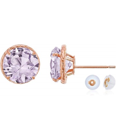 10K Rose Gold 7mm Round Rope Frame Stud Earring with Silicone Back rose-de-france $80.96 Earrings