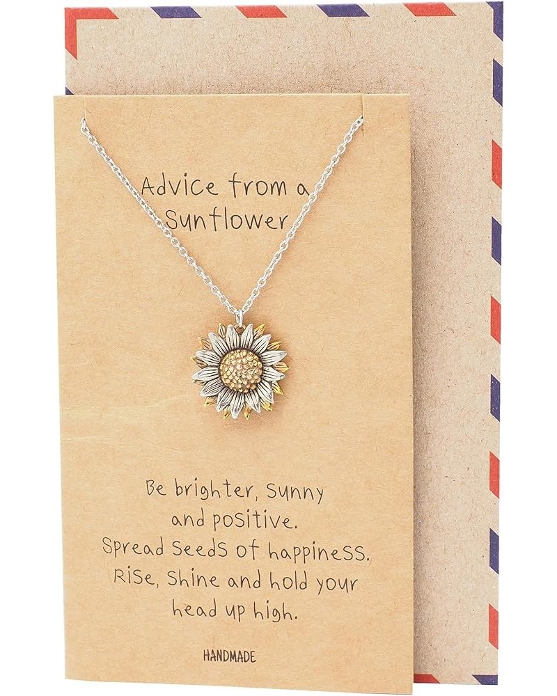 Sunflower Necklace, Face Mask Chains Lanyard and Brooch with Inspirational Greeting Card 2-Tone $14.82 Necklaces