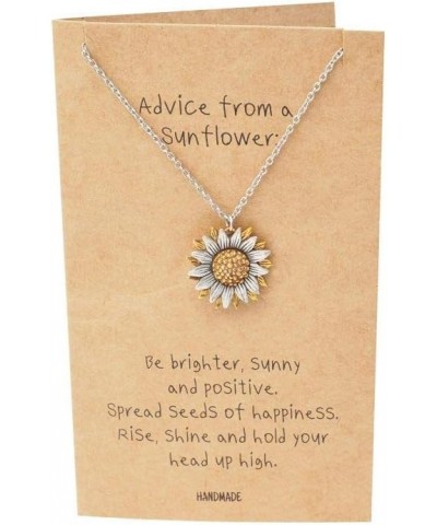 Sunflower Necklace, Face Mask Chains Lanyard and Brooch with Inspirational Greeting Card 2-Tone $14.82 Necklaces