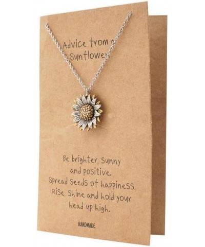 Sunflower Necklace, Face Mask Chains Lanyard and Brooch with Inspirational Greeting Card 2-Tone $14.82 Necklaces