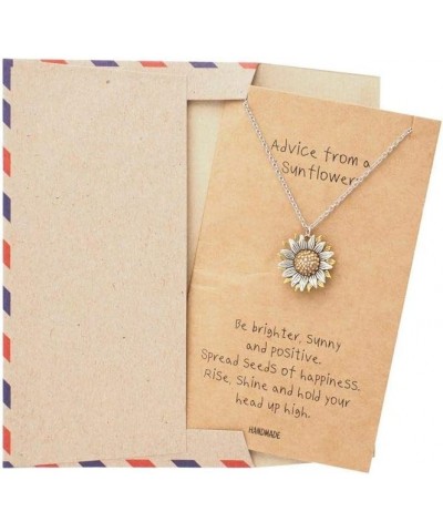 Sunflower Necklace, Face Mask Chains Lanyard and Brooch with Inspirational Greeting Card 2-Tone $14.82 Necklaces