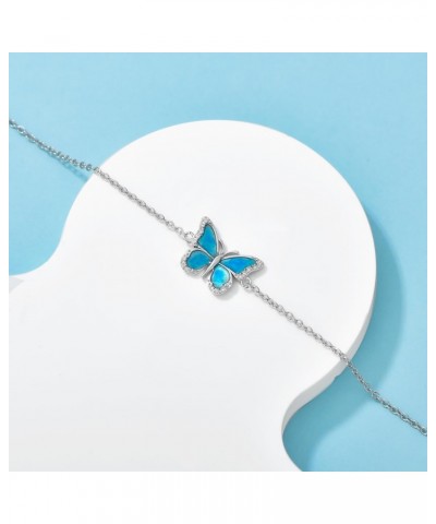 Diamond Butterfly Bracelet for Women 925 Sterling Silver Blue Butterfly Bracelets with Lab Grown Diamonds Jewelry Gifts for M...