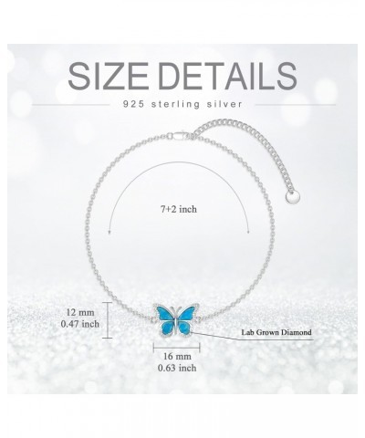 Diamond Butterfly Bracelet for Women 925 Sterling Silver Blue Butterfly Bracelets with Lab Grown Diamonds Jewelry Gifts for M...