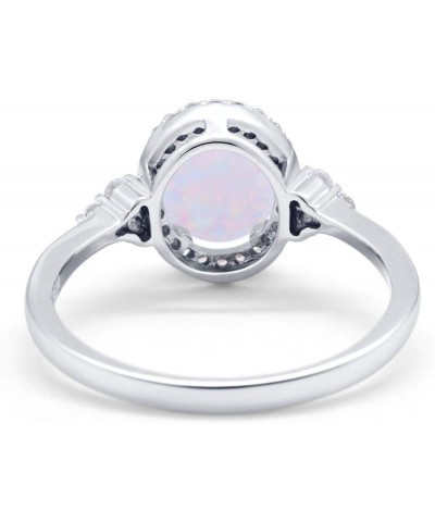 Halo Art Deco Oval Wedding Engagement Ring Cubic Zirconia 925 Sterling Silver Lab Created White Opal $11.48 Rings