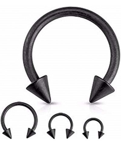 Matte Black IP Horseshoe with Spike Ends Circular Barbell 316L Surgical Steel 16 GA, Length: 6mm, Ball: 3mm $8.31 Body Jewelry