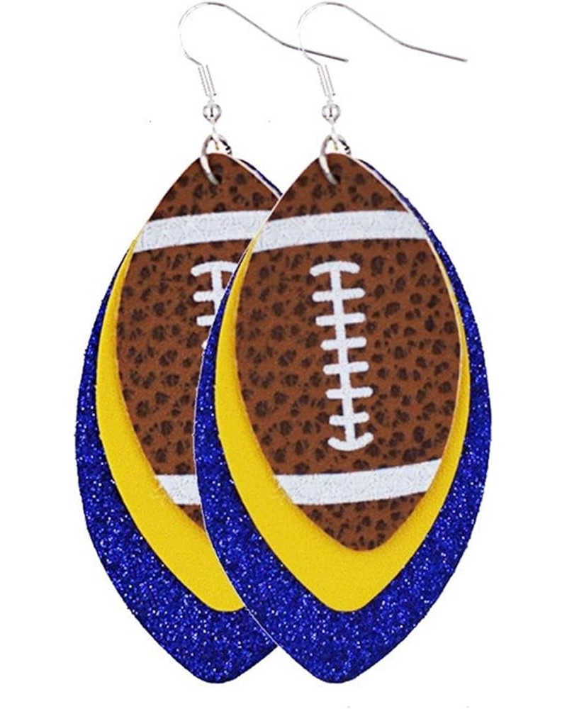 Colorful Layered Football Dangle Earrings Glitter Sports Lover Leather Earrings for Women Girls Jewelry B $6.59 Earrings