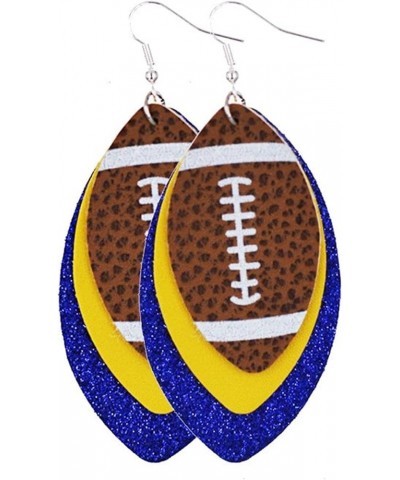 Colorful Layered Football Dangle Earrings Glitter Sports Lover Leather Earrings for Women Girls Jewelry B $6.59 Earrings