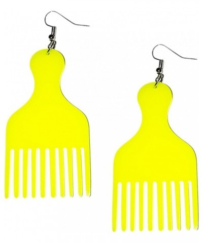 Afro Pick Acrylic Earrings Yellow $11.57 Earrings