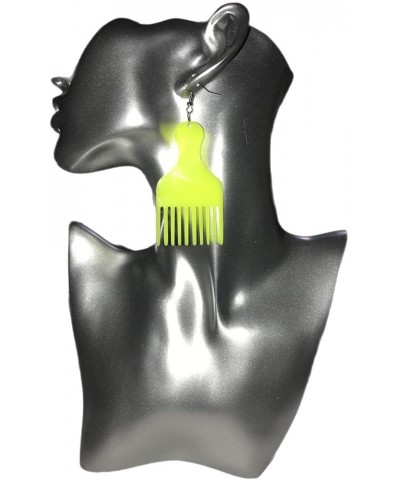 Afro Pick Acrylic Earrings Yellow $11.57 Earrings