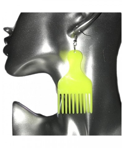 Afro Pick Acrylic Earrings Yellow $11.57 Earrings